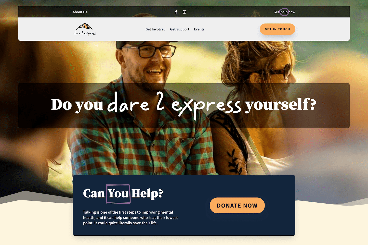 Dare 2 Express Home Page Desktop